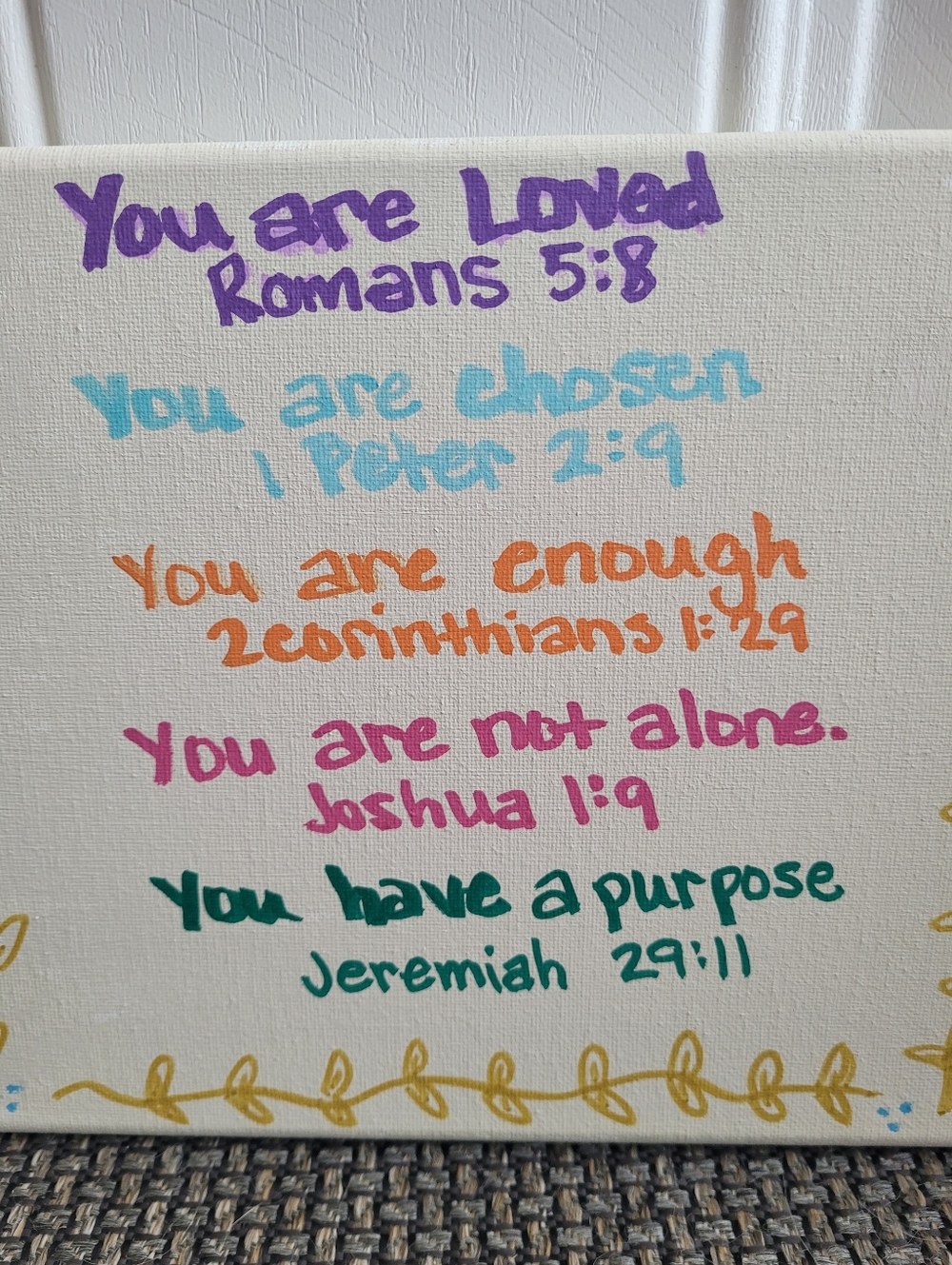 Hand Painted Inspirational Scripture Canvas - Multicolor - Picture 2 of 4